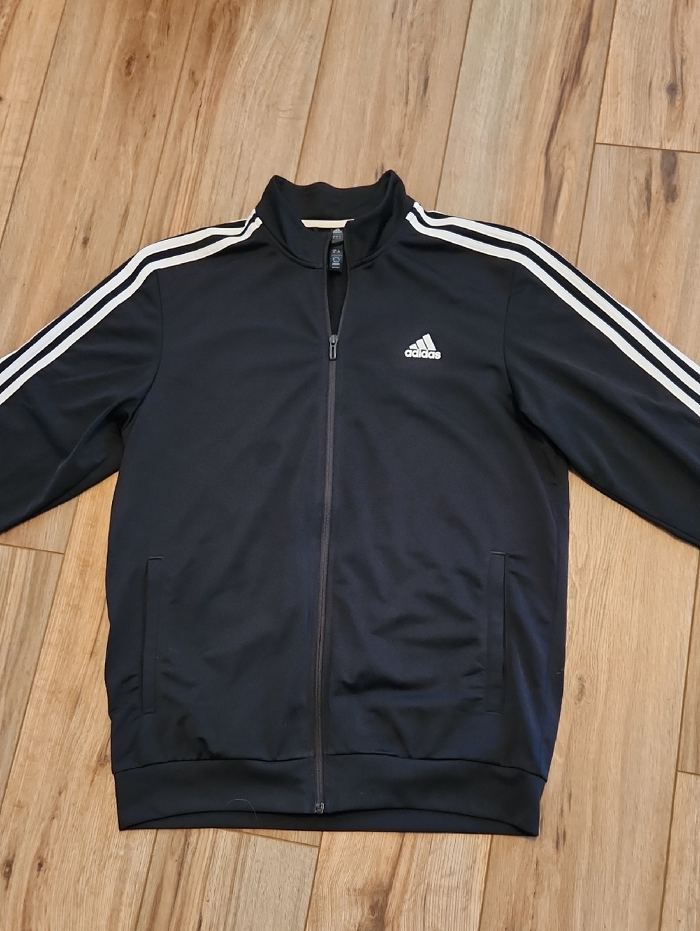 adidas Full Zip Black Track Jacket White Triple Stripe Performance Men's  Large